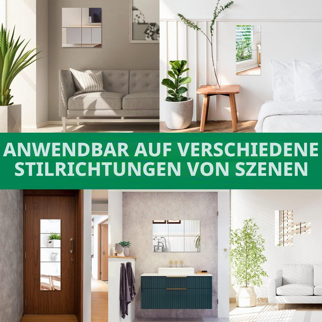 Selbstklebende Fliesenspiegel Wandspiegel Spiegelfliesen Selbstklebend HD Glas Spiegel Wandaufkleber