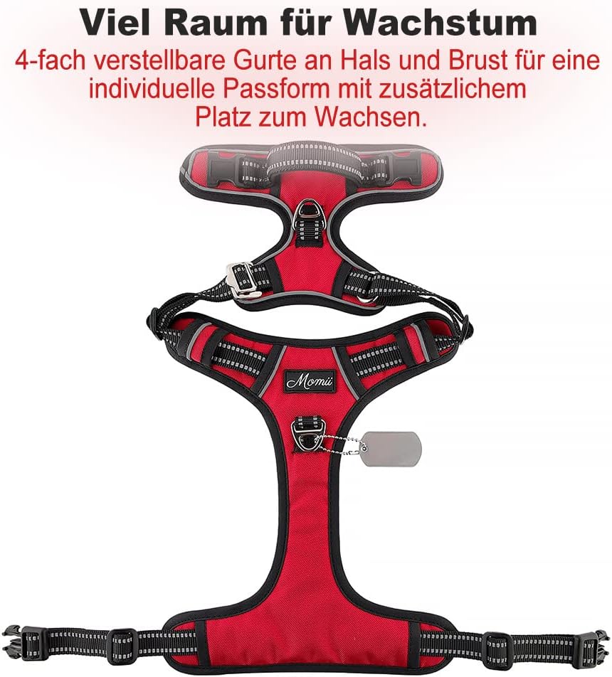 Hundegeschirr Anti Zug Geschirr Hund No Pull Verstellbar Atmungsaktiv Reflexstreifen Brustgeschirr H