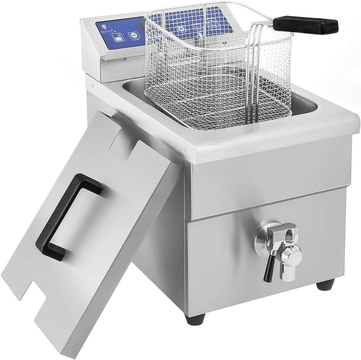 Royal Catering Horeca Induktions-Fritteuse 10 l, 3.500 W, 60-200 °C, mit Ablassventil und Timer