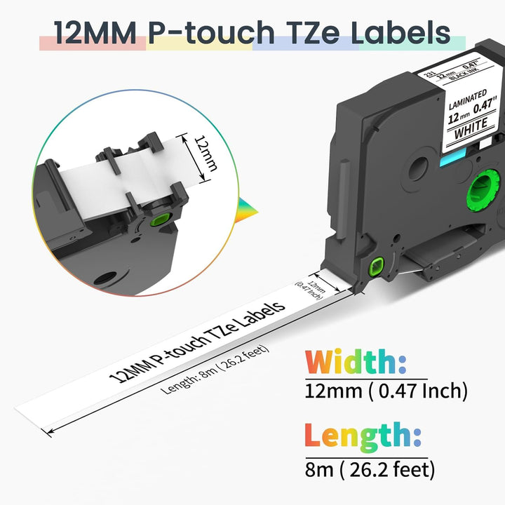 6x Markurlife TZe Schriftband 12mm Kompatibel mit Brother P-Touch Bänder TZe-231 12mm 0,47 laminiert