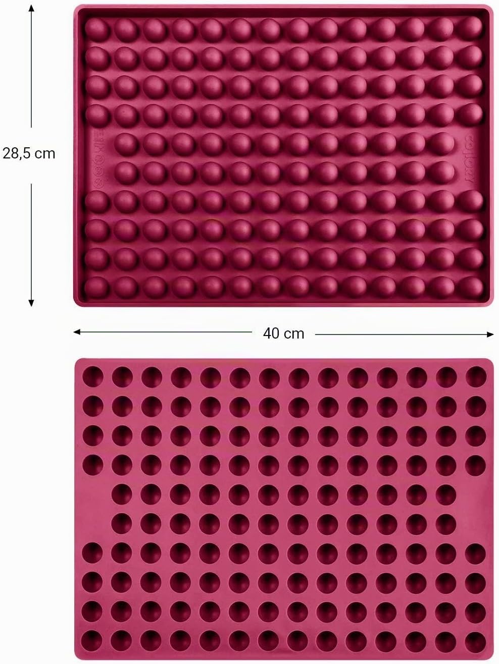 Collory® Backmatte Hundekekse für GROSSE HALBKUGEL (2cm Ø) Leckerlis, Silikon Backform, Backunterlag