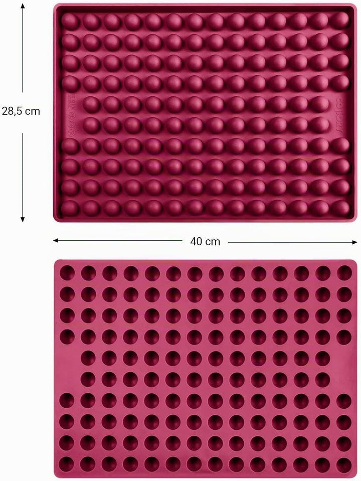 Collory® Backmatte Hundekekse für GROSSE HALBKUGEL (2cm Ø) Leckerlis, Silikon Backform, Backunterlag