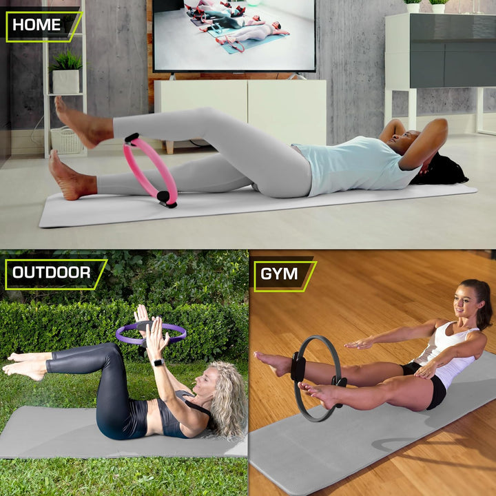 ProsourceFit Pilates-Widerstandsring, 35,6 cm, Dual-Grip-Griffe für Straffung und Fitness Schwarz, S