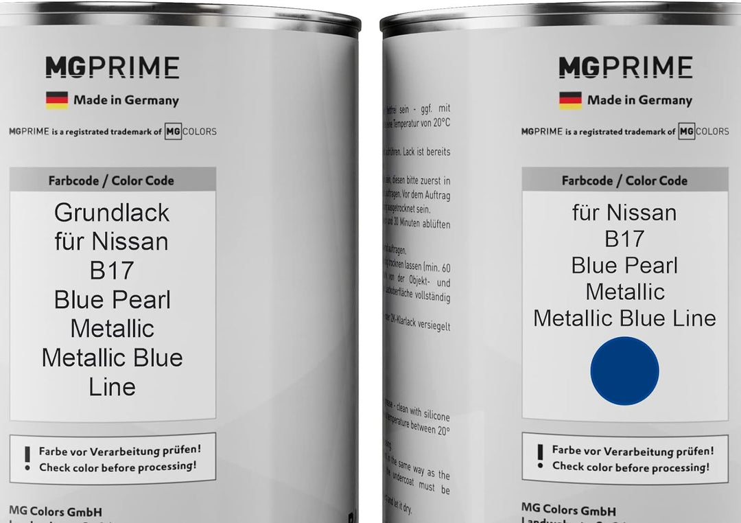 MG PRIME Autolack Dose Set für Nissan B17 Blue Pearl Metallic/Metallic Blue Line Grundlack Basislack