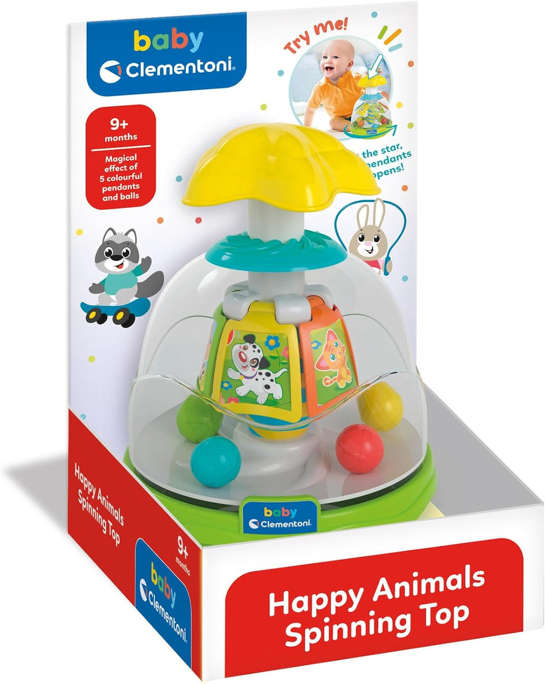 Clementoni Baby Happy Friends Spinning - Top-Kreisel für Kinder mit Tieren - Sensorik- & Motorikspie
