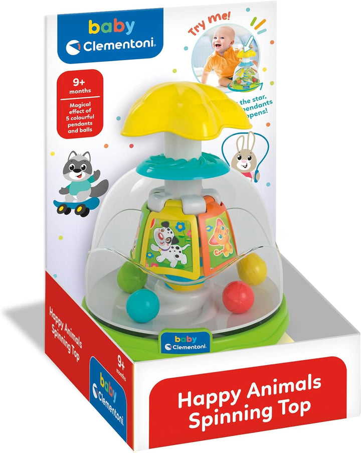Clementoni Baby Happy Friends Spinning - Top-Kreisel für Kinder mit Tieren - Sensorik- & Motorikspie