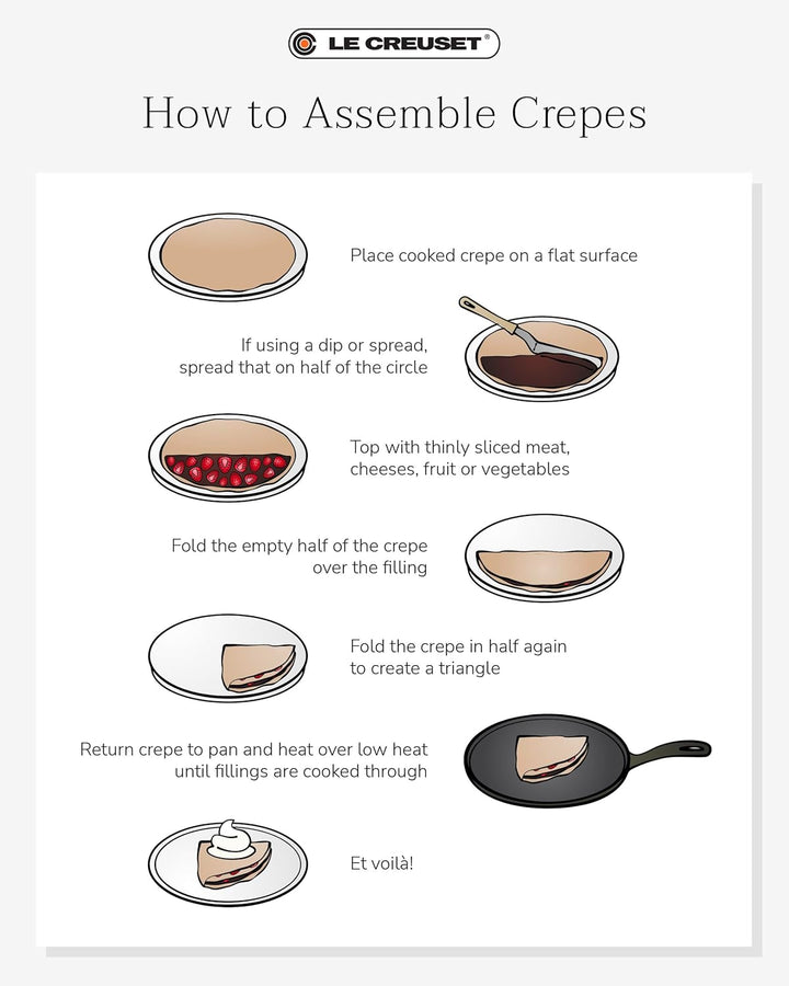 Le Creuset Gusseisen-Crêpespfanne, Inkl. Holzschieber, Ø 27 cm, Rund, Für alle Herdarten inkl. Induk