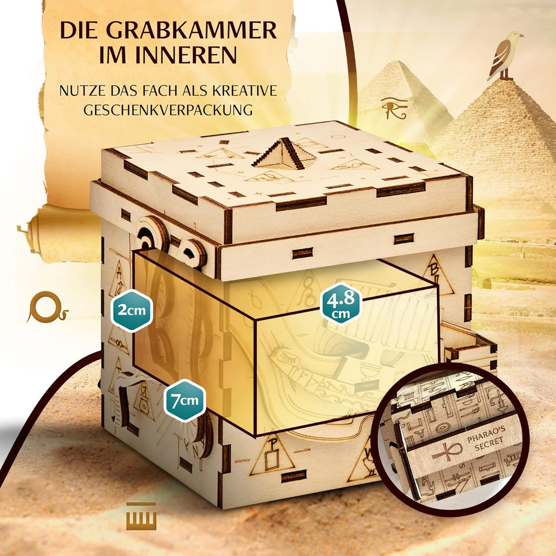 INSCAPE Pharaoh´s Secret - Rätselbox Holz - Puzzle Box - Escape Room Spiel Erwachsene und Kinder - K