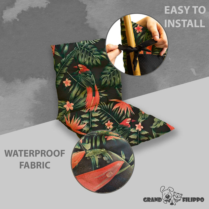 Sitzkissen Gartenstuhl mit Rückenlehne 50 x 50 cm 2st. Papageien - Beständig Gegen Schimmel und Feuc