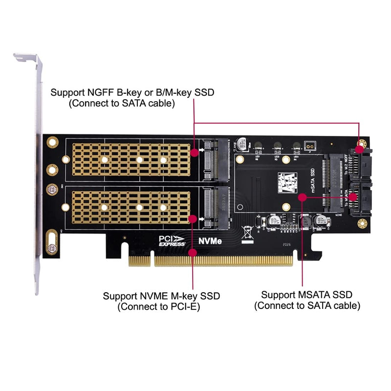 chenyang CY Dual SATA & PCI Express PCI-E 3.0 zu NGFF NVME M.2 MSATA M-Schlüssel B/M-Schlüssel SSD K