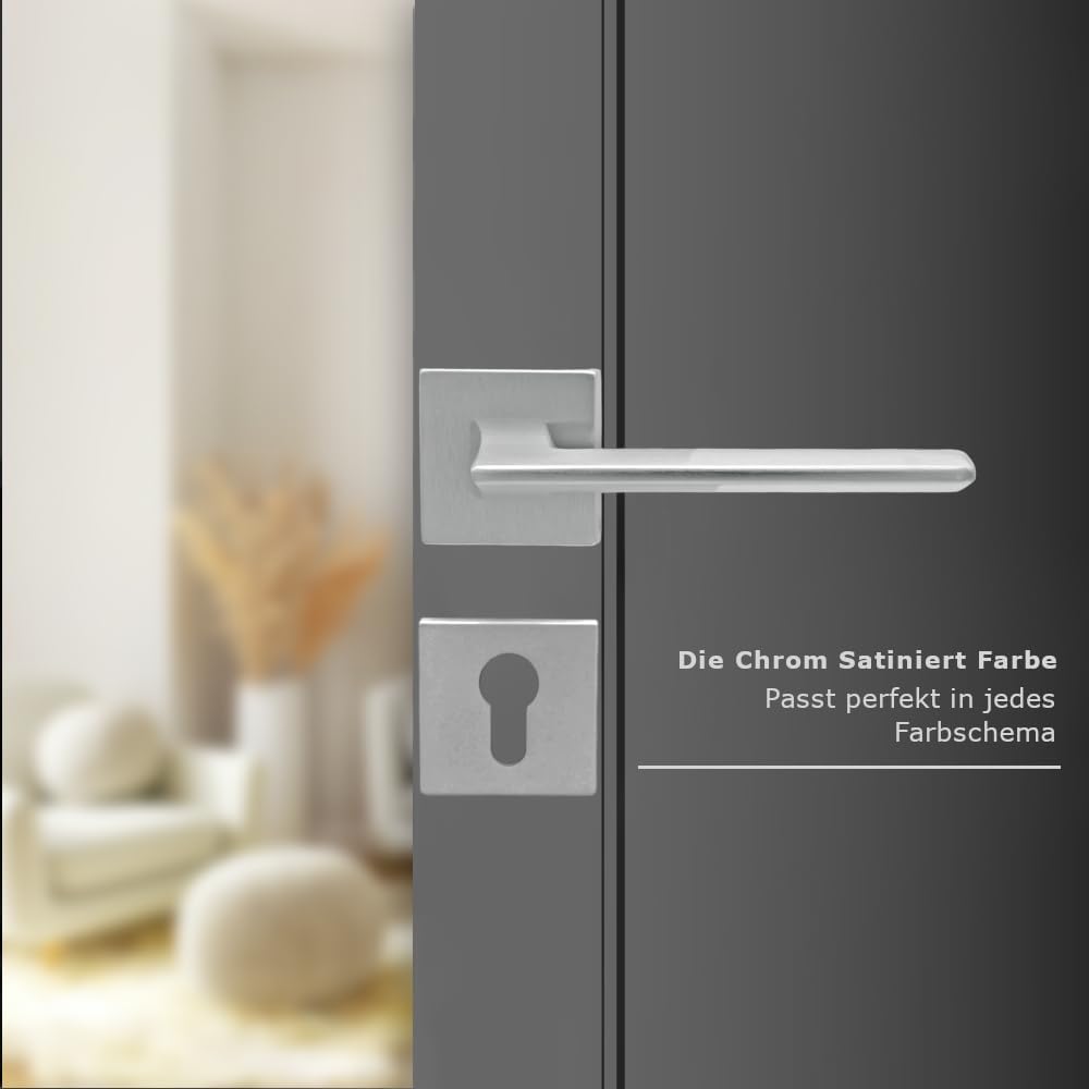 domino Türgriff Drückergarnitur PZ - Profilzylinder Set | quadratische Rosette| Türklinke für Zimmer