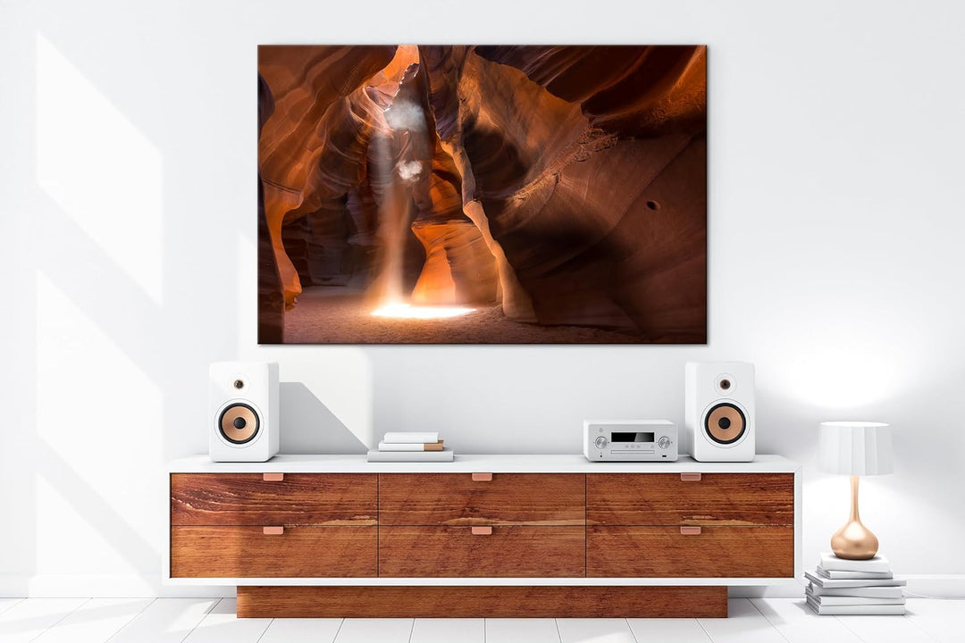 deyoli Höhle mit Licht Format: 80x60 cm als Leinwandbild, Motiv fertig gerahmt auf Echtholzrahmen, H