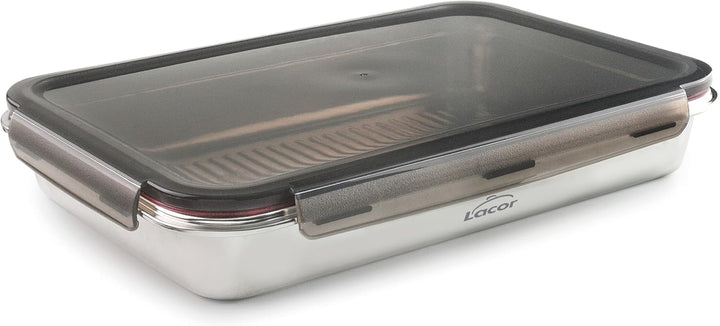 LACOR - 64674 - Ecoinox Pro Luftdichtes Tupper, 3,5 L, Edelstahl 18/10 mit Polypropylen-Deckel, Luft