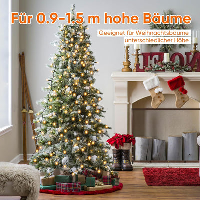 SALCAR 1,5m Weihnachtsbaum Lichterkette mit Ring und 8 Girlanden, 200er LED Christbaumbeleuchtung fü