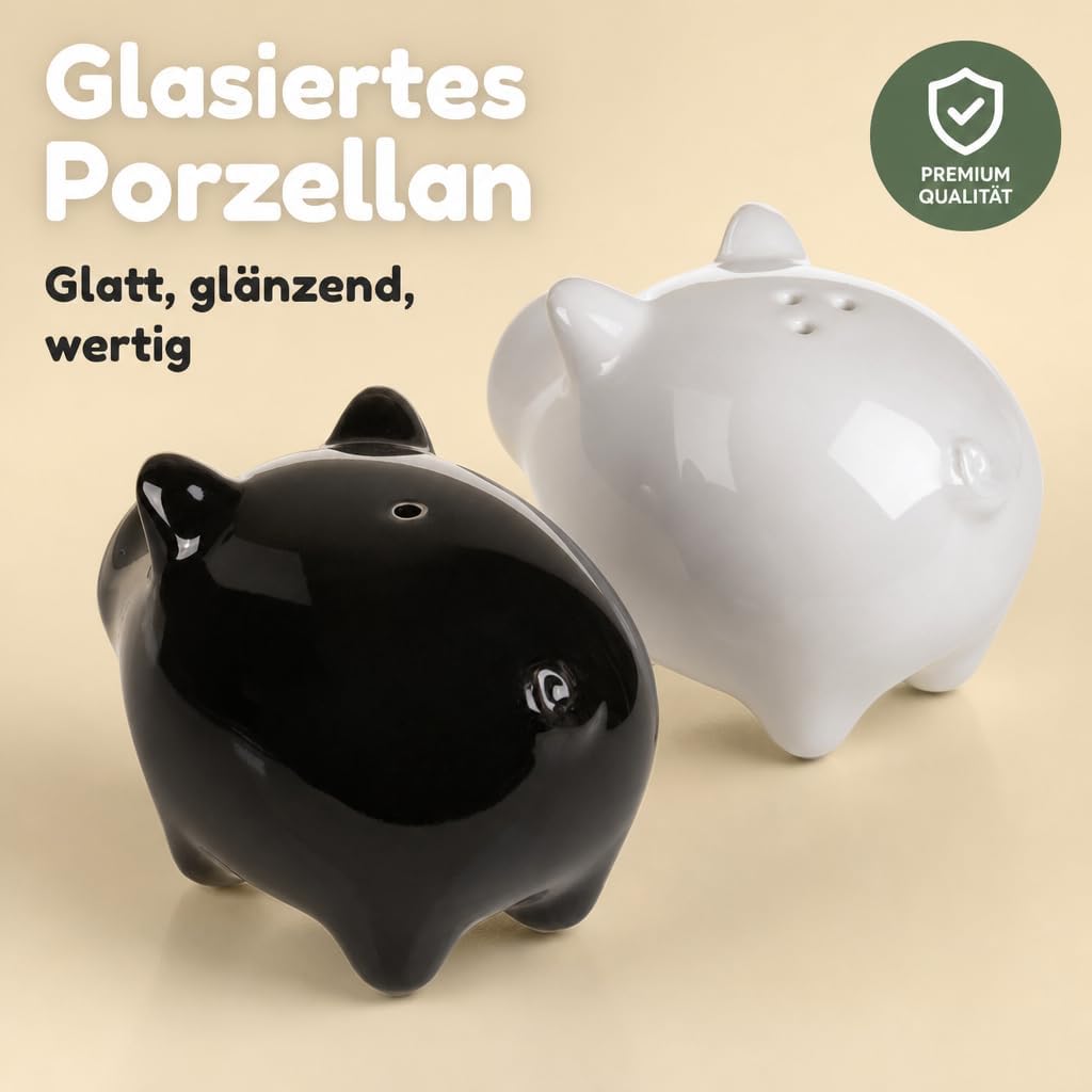 MIJOMA Salz- & Pfefferstreuer Set - Stilvolles Porzellandesign, Lebensmittelecht, Einfach zu Befülle