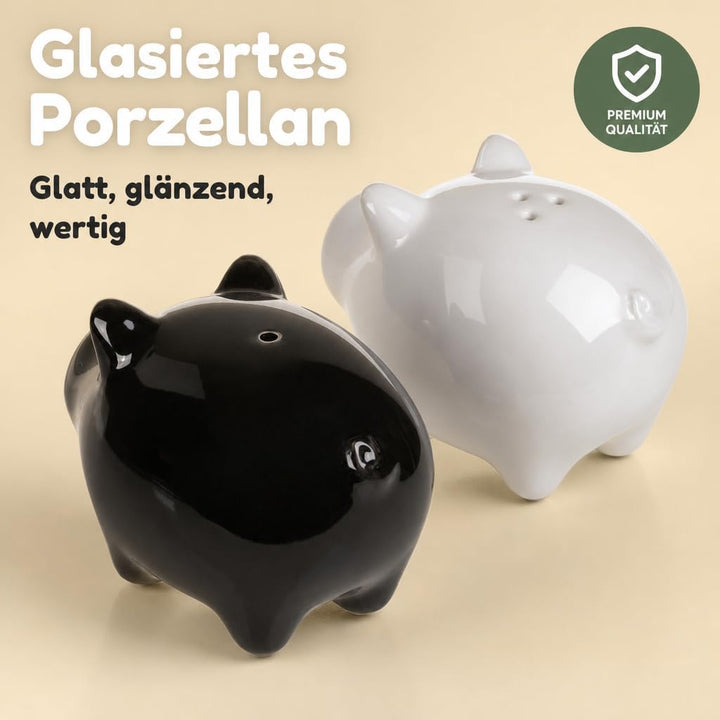 MIJOMA Salz- & Pfefferstreuer Set - Stilvolles Porzellandesign, Lebensmittelecht, Einfach zu Befülle