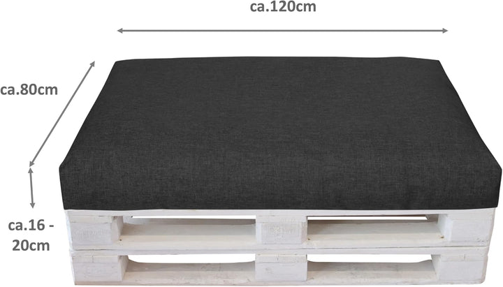 LILENO HOME Palettenkissen Bezug Anthrazit - Ersatzbezug für Sitzteil 120 x 80 x 16-20 cm - Polster