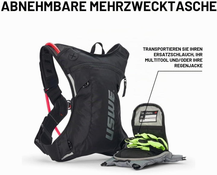 USWE Raw 3L Trinkrucksack mit 2,0 l Wasserblase, ein High End, Bounce Free Rucksack für Enduro und O
