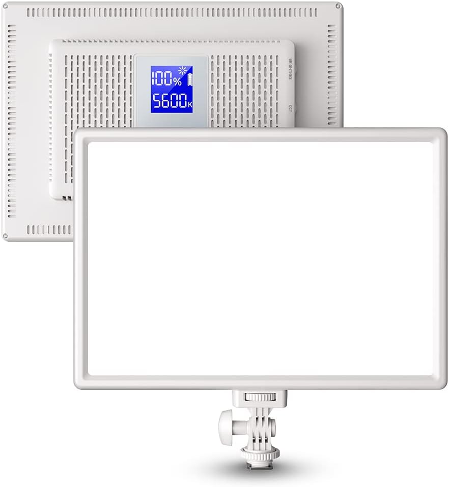 RALENO LED Videoleuchte, eingebauter 4000 mAh * 2 Akku 3200-5600 K CRI95 0-100% Helligkeitseinstellu
