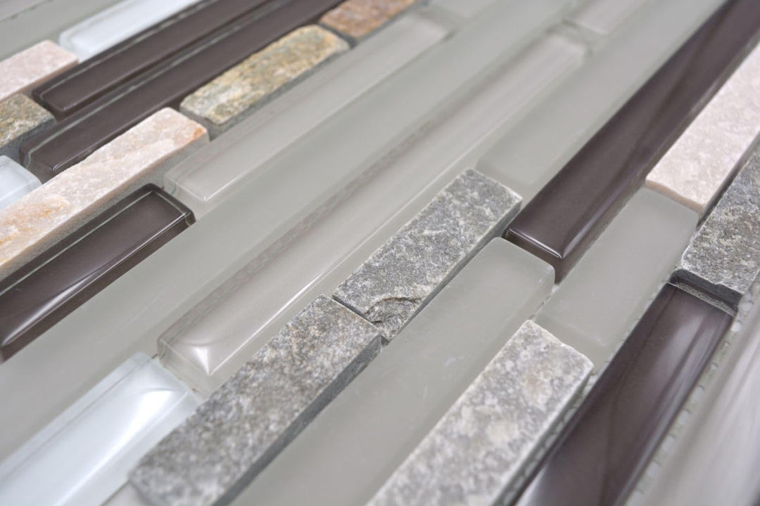 Mosaik Verbund Crystal/Stein mix grau/braun Glasmosaik Transluzent Transparent 3D, Mosaikstein Forma
