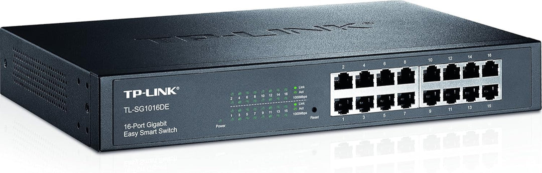 TP-Link TL-SG1016DE 16-Port Gigabit Netzwerk Managed Switch (13 Zoll Rack-Montage, Metallgehäuse, lü