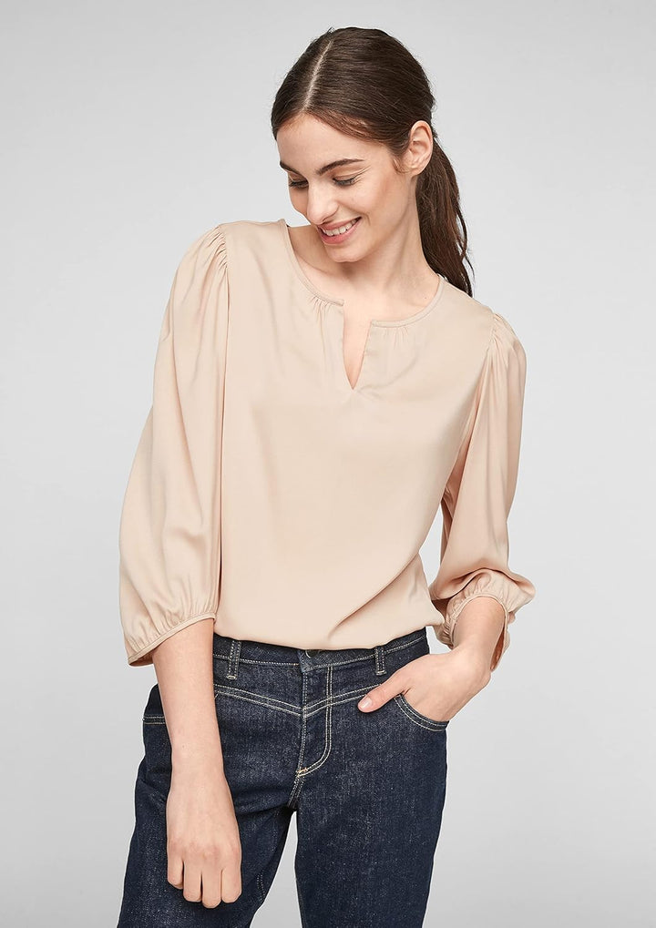 Comma Damen 601.10.104.10.100.2063566 Bluse 44 0950 Beige, 44 0950 Beige