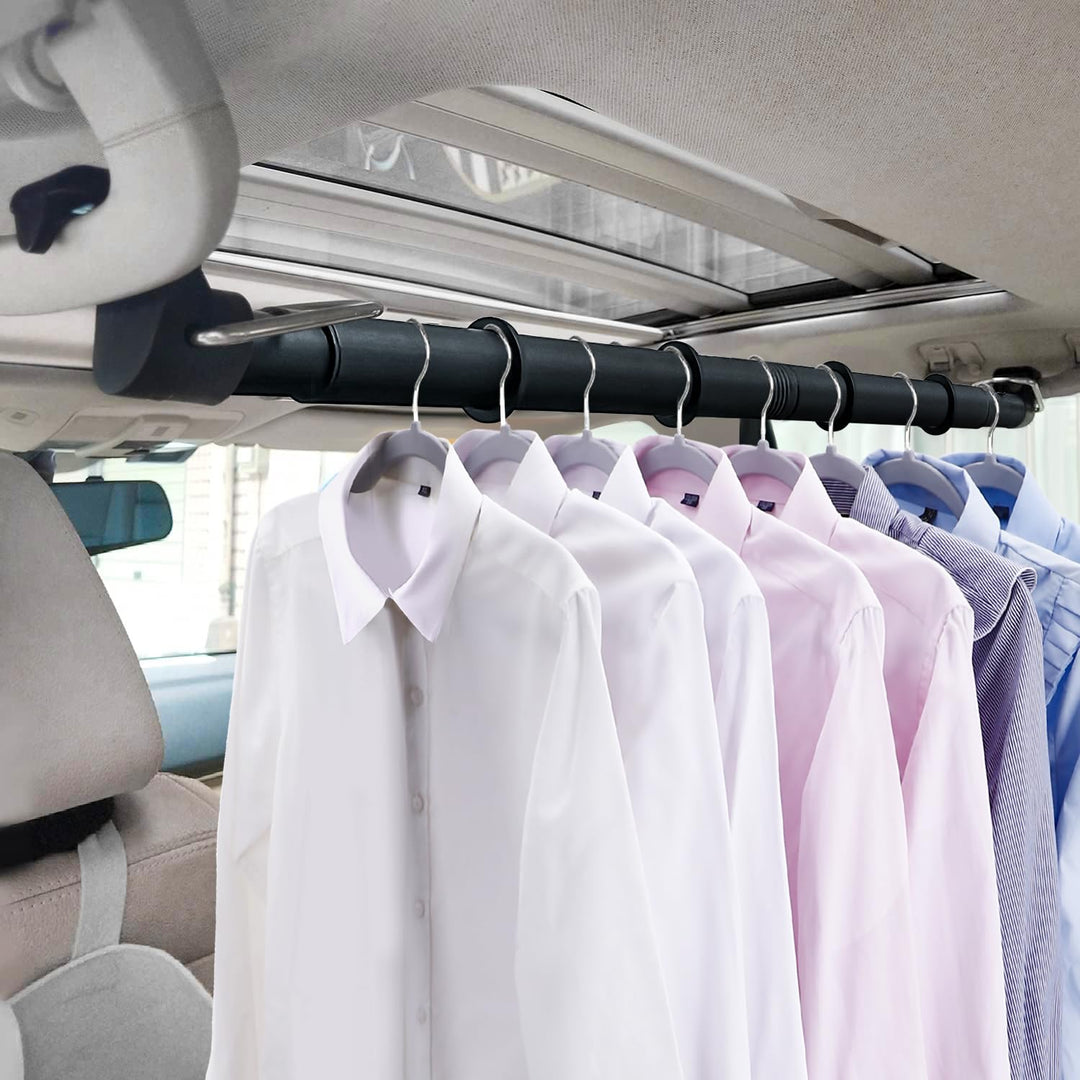 Beinhome Auto-Kleiderbügel, Kleiderstange für Auto-Reisen 76-160 CM, einstellbare faltenfreie Kleide