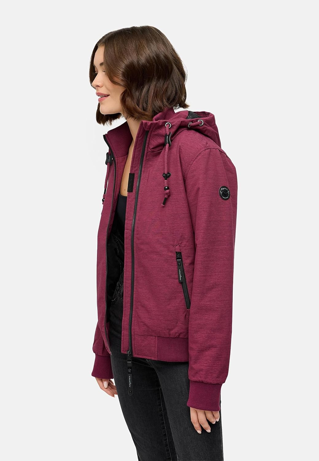 Ragwear Damen warme wasserdichte Winterjacke Outdoorjacke mit Kapuze Nuggie Melange XS-6XL XS Wine25
