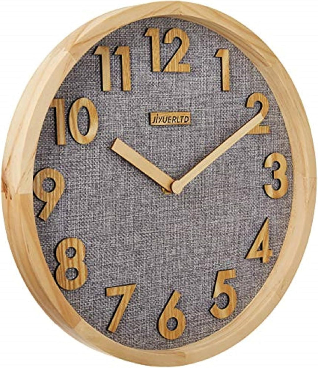 JIYUERLTD 30cm Wanduhr Leise Küchenuhr Nicht-Ticken Quarz-Wanduhren Hölzerne Zahlen 3D Anzeige, Holz