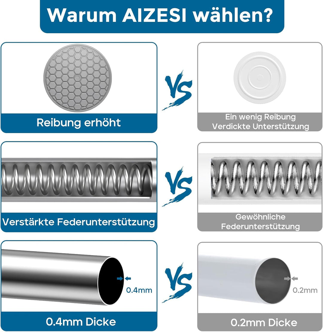 AIZESI 1 Stück Gardinenstange ohne Bohren 85-150cm Ø22mm Teleskopstange Vorhangstange Duschvorhangst