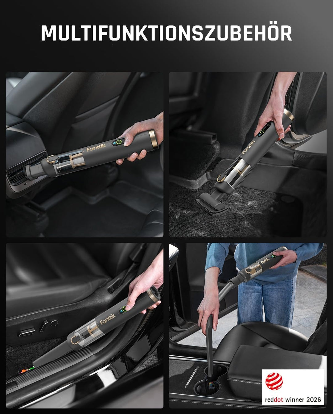 Fanttik Slim V10 APEX Kabelloser 4-in-1 Auto & Tragbarer Mini-Handstaubsauger, 19 kPa Saugkraft, Sma