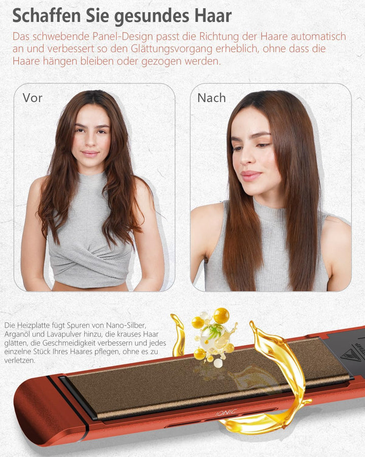 KUSNCA Ionen Glätteisen，2 IN 1 Haarglätter Locken und Glätten glatt und glänzend，3D-Schwebende Keram