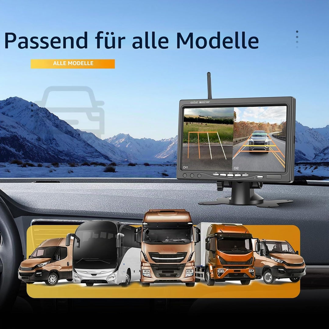 Kabellos Dual Rückfahrkamera Set HD 1080P 7&