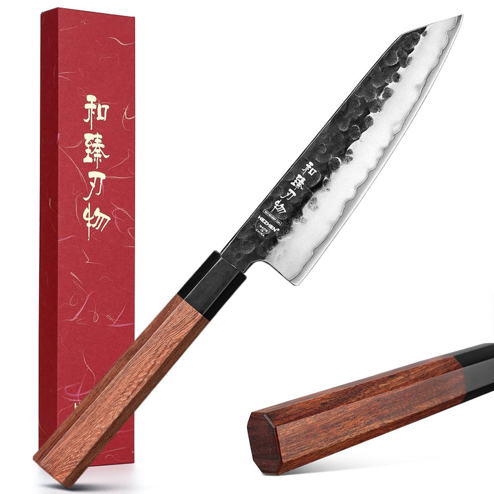 HEZHEN 15cm Kiritsuke Messer, Scharfes Kochmesser im Japanischen Stil Küchenmesser Profi, Handgeschm