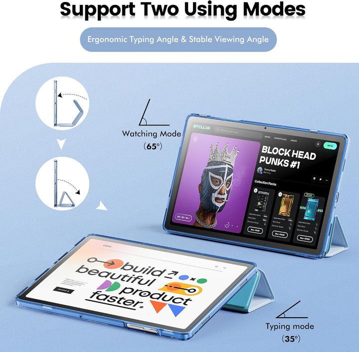 INFILAND Hülle für Samsung Galaxy Tab A11+/A9+11 Zoll (2023/2025),Schlanke Standfunktion Kristallkla