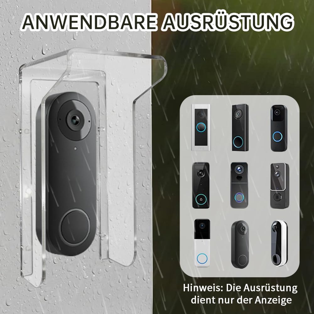 Regenschutz für türklingel,Acryl Transparenz Regenschutz türklingel Sonnen- und wasserbeständig，Geei