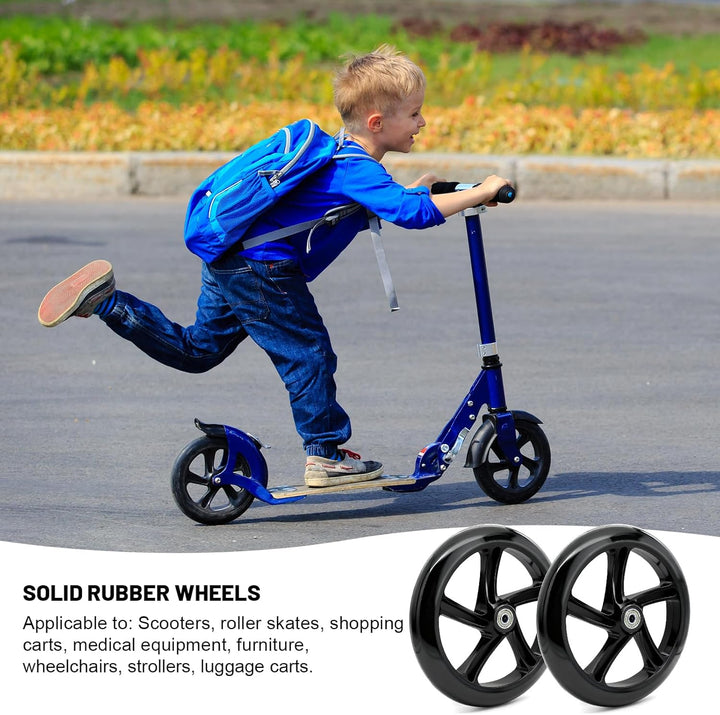 2 Stück 200mm Scooter Rollen mit ABEC-9 Lager, Anti-Rutsch Roller Räder, Cityroller Reifen Ersatzräd