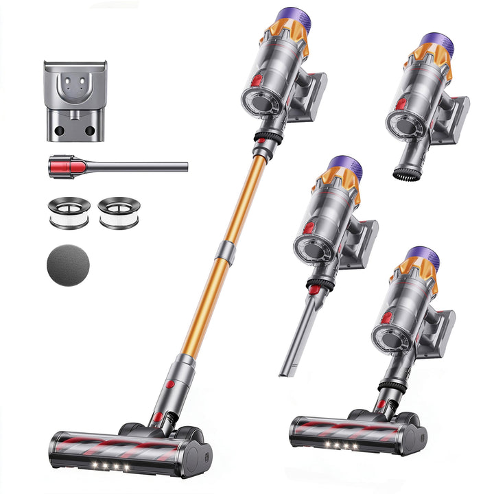 SunSare Akku Staubsauger 600W/50000Pa/65Min, Staubsauger Kabellos mit Smart Display und Ladestation,