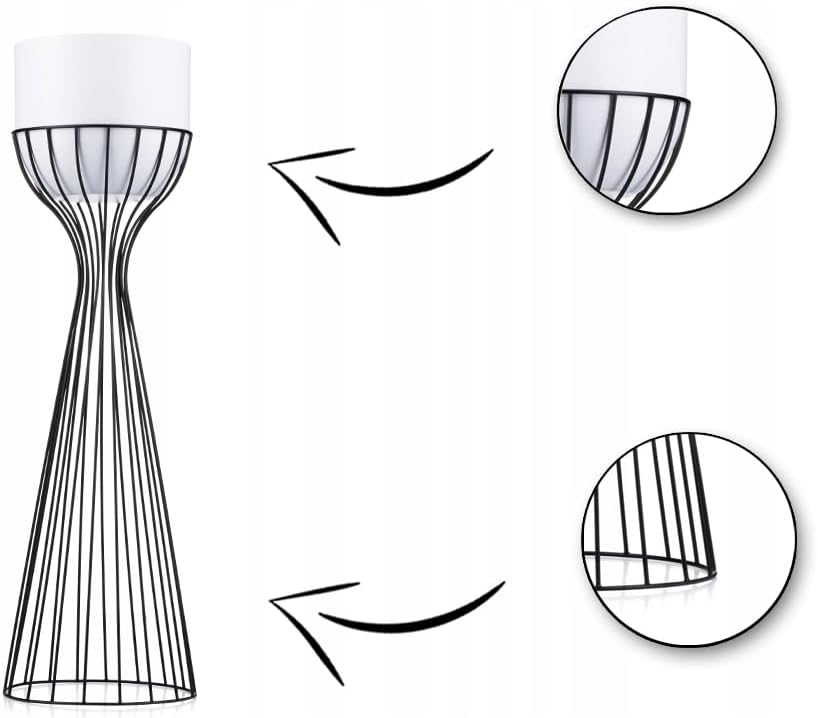 Moderne Blumenständer Metall 68 cm Hoch mit Weiss Blumentopf Rund 18 cm Ø auf Robuste Schwarz Stände