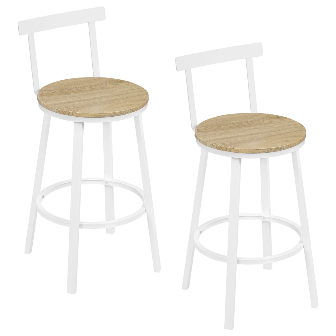 WOLTU Barhocker 2er Set, Barstuhl, Bar Hocker rund, Küchenhocker mit Lehne, Metallgestell, Fussstütz