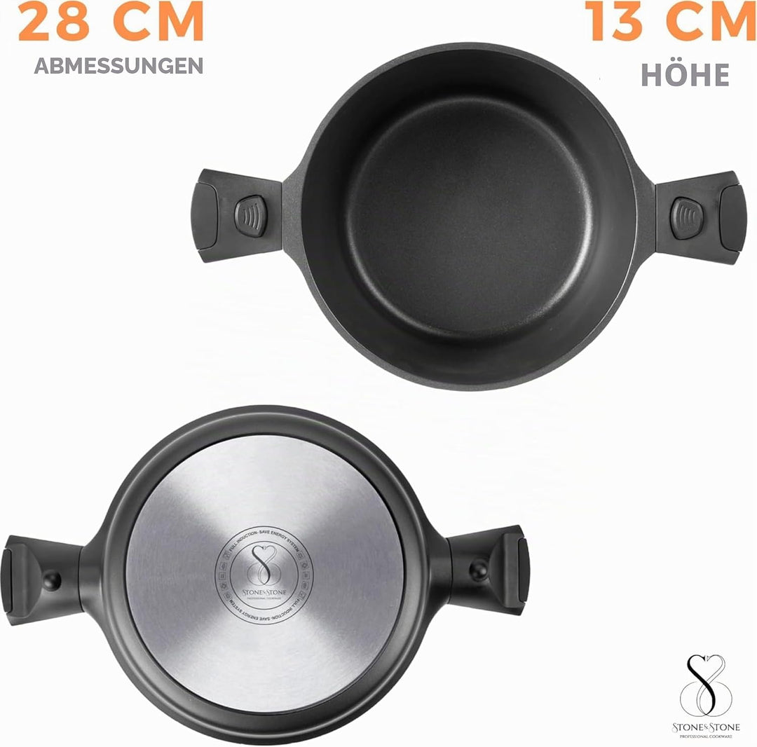 Kochtopf Induktion 28 cm, spülmaschinengeeignet, einfache reinigung, entwickelt mit deutscher techno