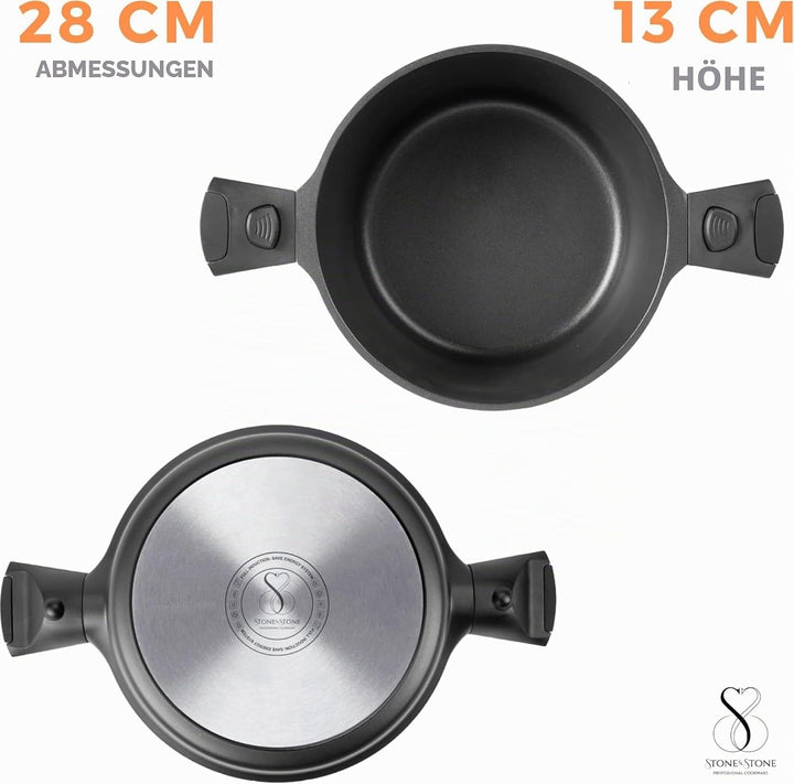 Kochtopf Induktion 28 cm, spülmaschinengeeignet, einfache reinigung, entwickelt mit deutscher techno