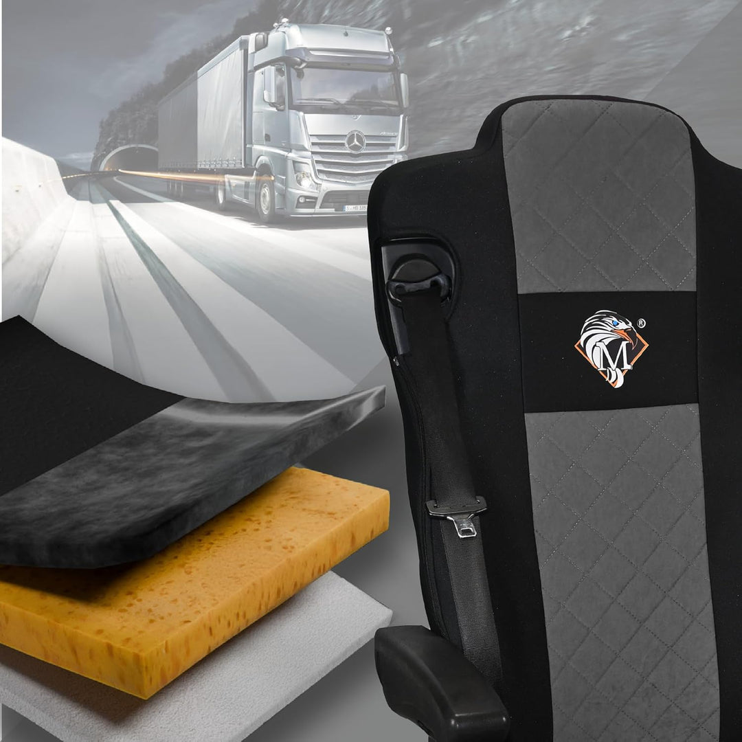 SABA Auto Sitzbezüge LKW für Mercedes ACTROS MP4, AROX ab 2011, MP5 ab 2019, ungefederter Beifahrers