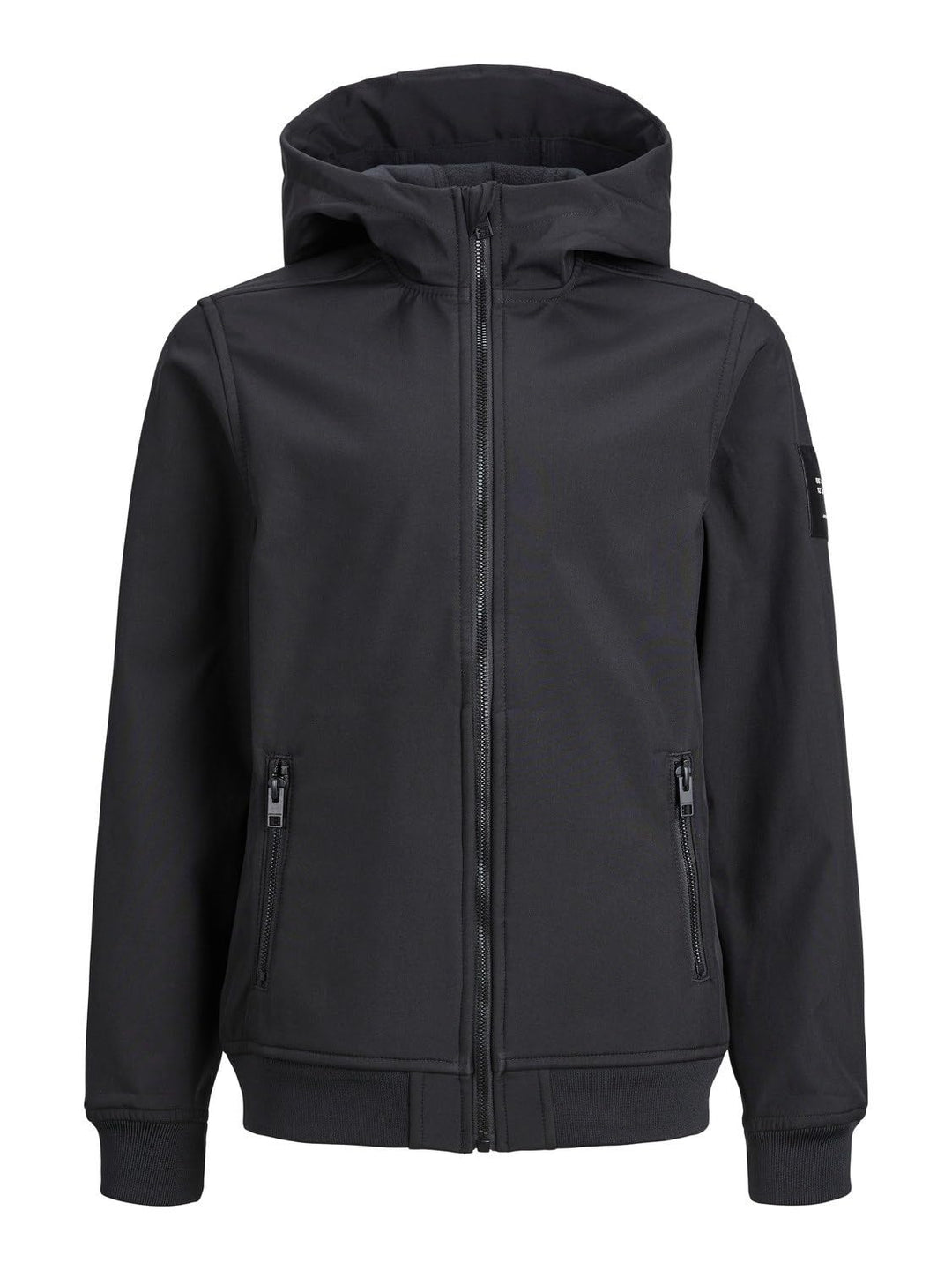 JACK & JONES Jungen Jjebasic Softshell Hood Sn Jnr Jacke (1er Pack), 128 Schwarz