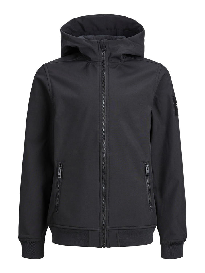 JACK & JONES Jungen Jjebasic Softshell Hood Sn Jnr Jacke (1er Pack), 128 Schwarz