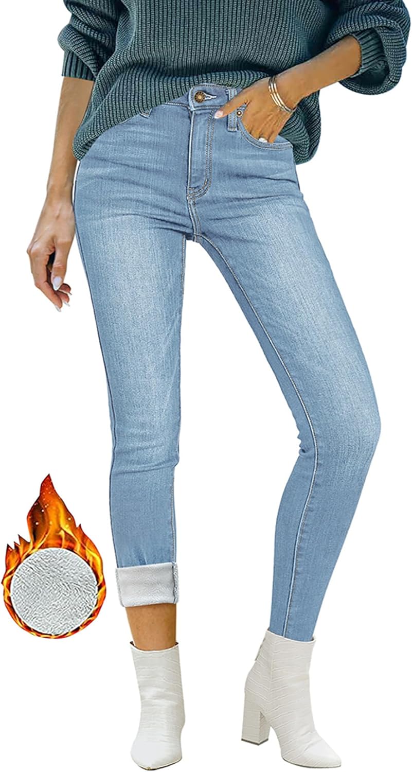 Skinny Jeans Damen High Waist Thermo Jeans Damen Winter Gefütter Thermo Jeans Leggings Damen Stretch