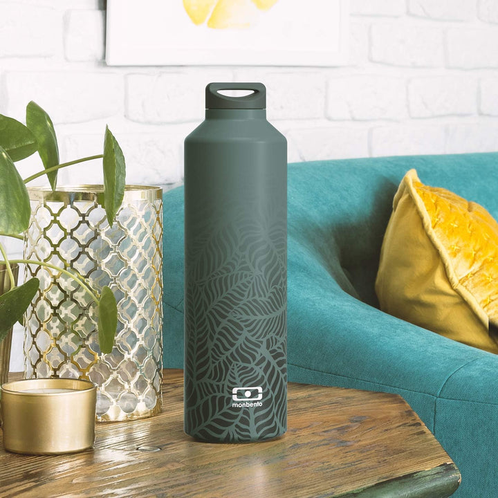 monbento - MB Steel graphic Jungle grün Edelstahl Trinkflasche BPA frei - Thermosflasche 500 ml mit