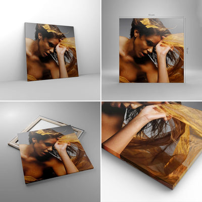 Bilder auf Leinwand 70x70cm Leinwandbild mit Rahmen Frau Pose Tanzen Gross Wanddeko Bild Schlafzimme