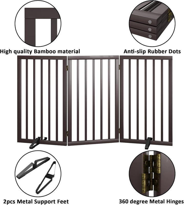 Freistehendes Hundegitter, Faltbares Hundebarriere für Tür,Treppen,Flur,Küche &amp; Schlafzimmer, Freist