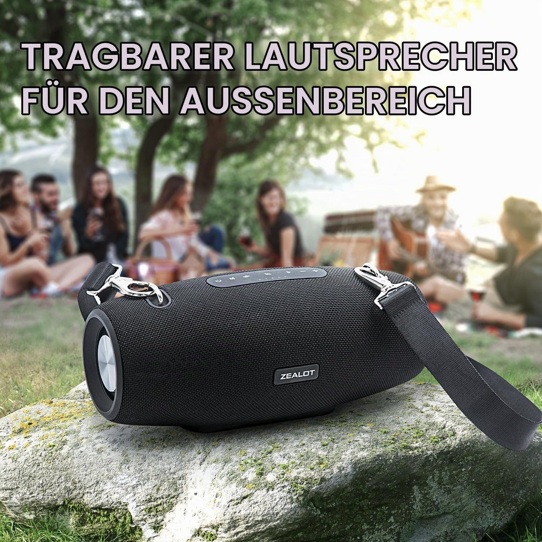 ZEALOT Bluetooth Lautsprecher,60W Tragbarer Bluetooth Box,BassUp Technologie,Stereo Laut,EQ,IPX5 Was